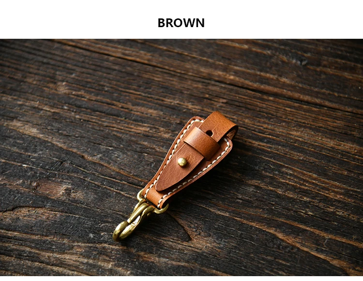 100% Genuine Leather Key Holder For Men Male Vintage Handmade EDC Waist Hanging Belt Loop Keychain Clip Key Hook Chain Buckle
