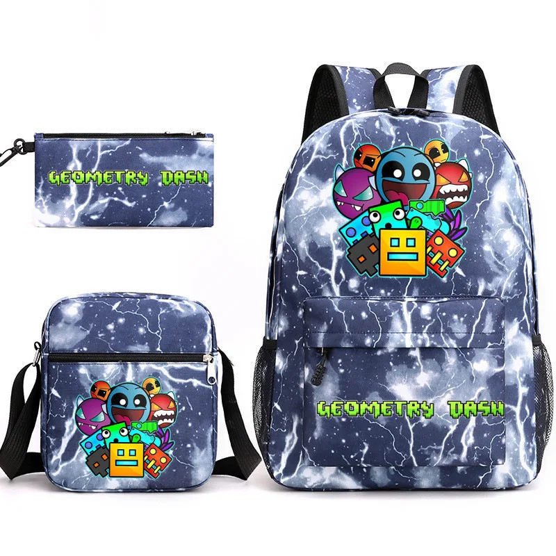 Geometry Dash Backpack Schoolbag Shoulder Bag Pencil Case Set for Kids Students
