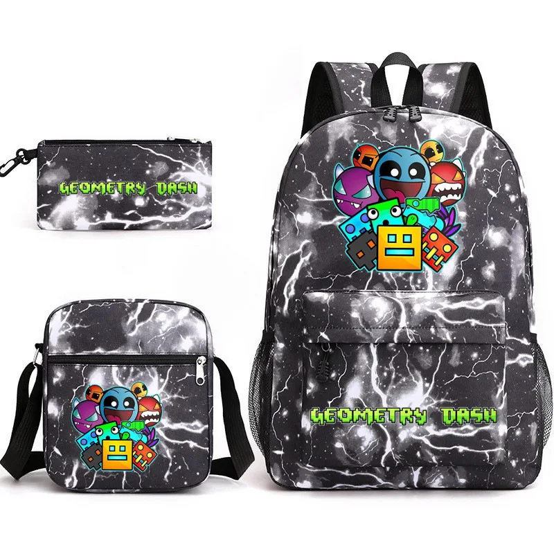 Geometry Dash Backpack Schoolbag Shoulder Bag Pencil Case Set for Kids Students
