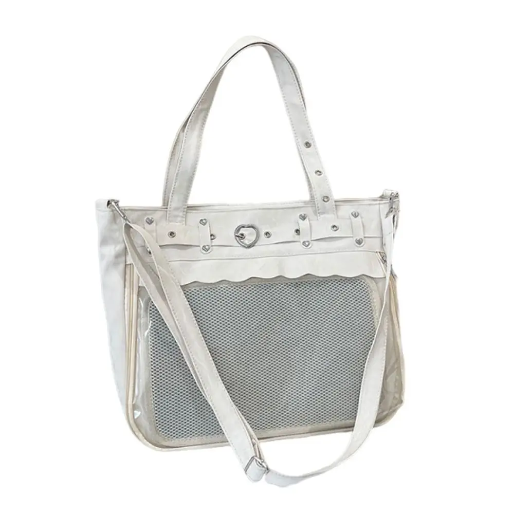 Cool Transparent Ita Bag Original Design Large Capacity Y2K Tote Bag Pure Color Internal Compartment Shoulder Bag Casual Wear