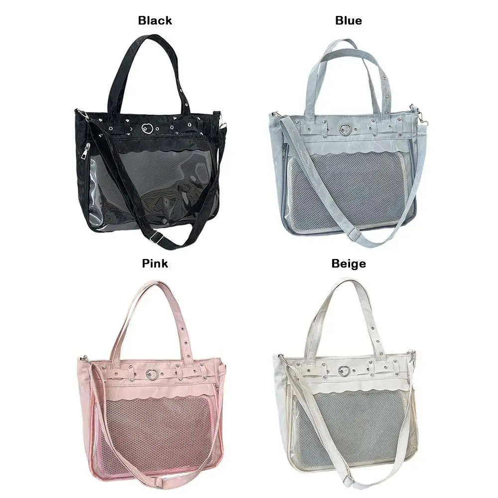 Cool Transparent Ita Bag Original Design Large Capacity Y2K Tote Bag Pure Color Internal Compartment Shoulder Bag Casual Wear