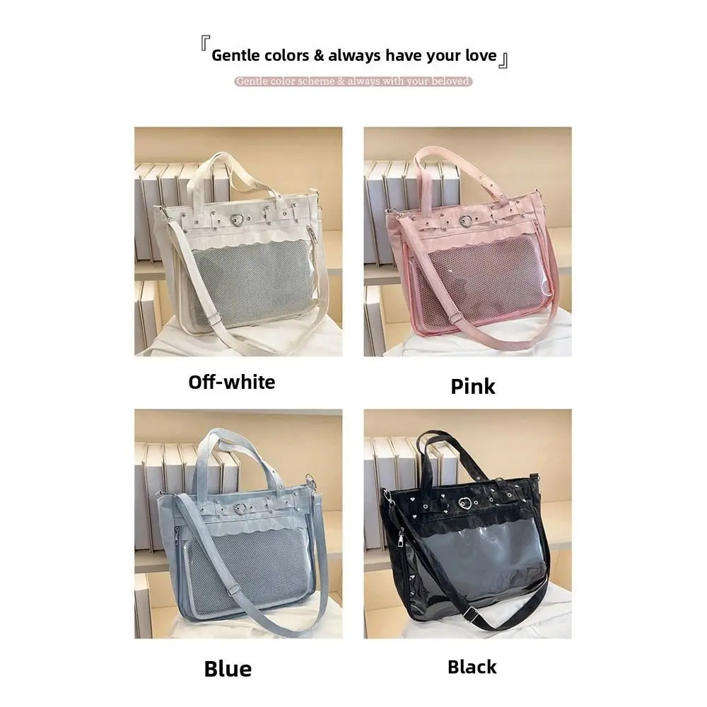 Cool Transparent Ita Bag Original Design Large Capacity Y2K Tote Bag Pure Color Internal Compartment Shoulder Bag Casual Wear