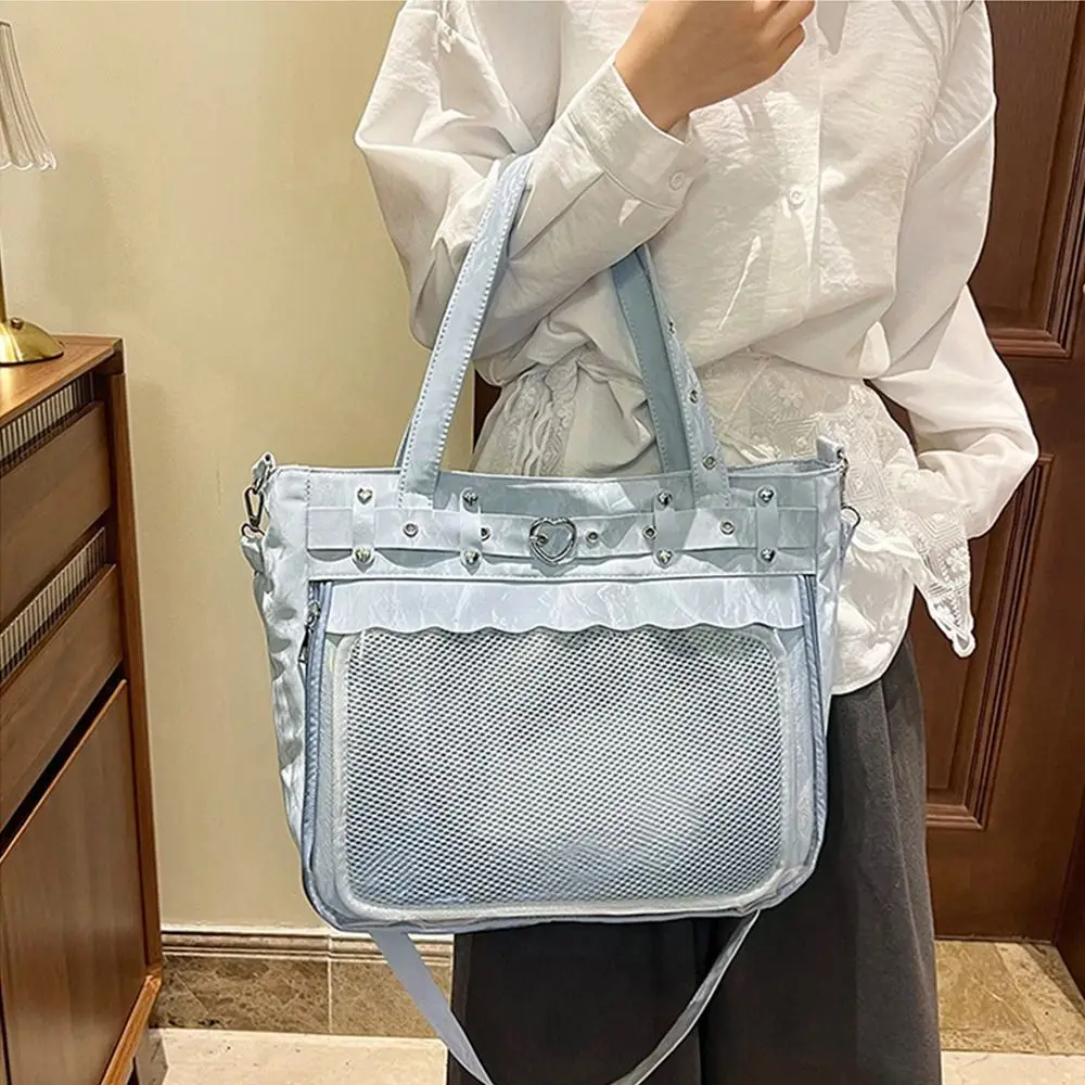 Cool Transparent Ita Bag Original Design Large Capacity Y2K Tote Bag Pure Color Internal Compartment Shoulder Bag Casual Wear