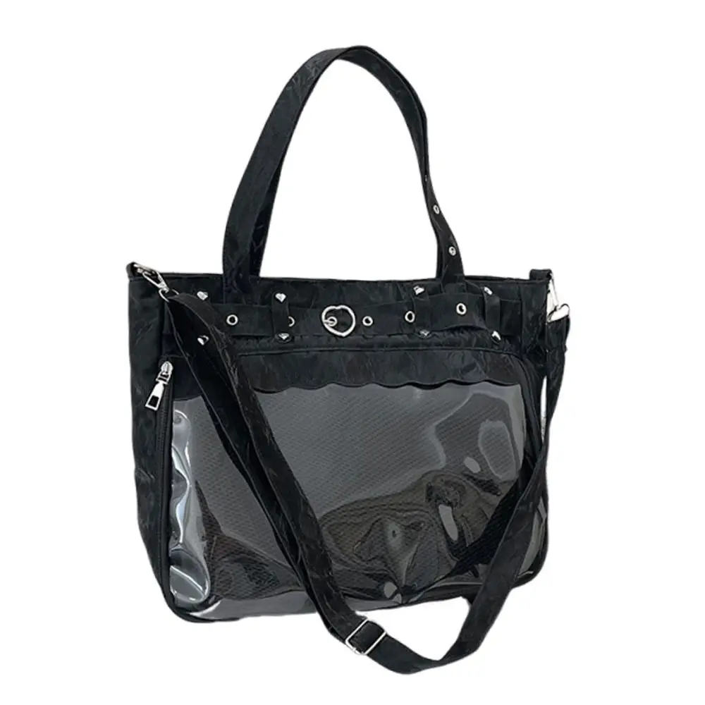 Cool Transparent Ita Bag Original Design Large Capacity Y2K Tote Bag Pure Color Internal Compartment Shoulder Bag Casual Wear