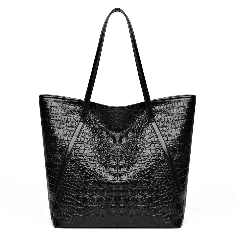 Simple Versatile Crocodile Print Tote Bag Large Capacity Fashion Handbag Vintage Design Shoulder Women's Bag