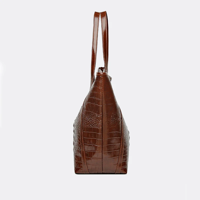 Simple Versatile Crocodile Print Tote Bag Large Capacity Fashion Handbag Vintage Design Shoulder Women's Bag