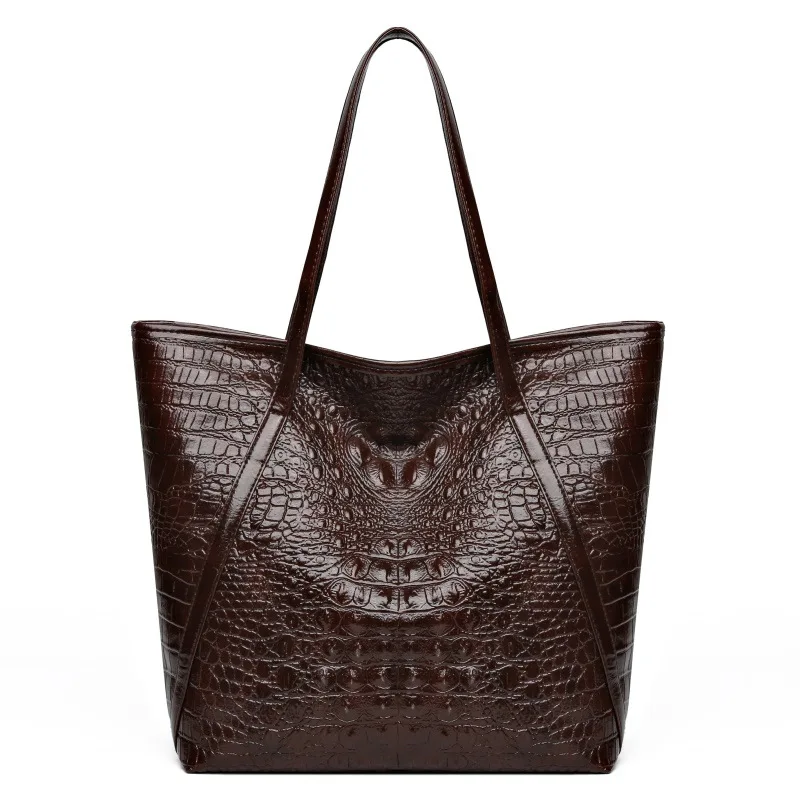 Simple Versatile Crocodile Print Tote Bag Large Capacity Fashion Handbag Vintage Design Shoulder Women's Bag
