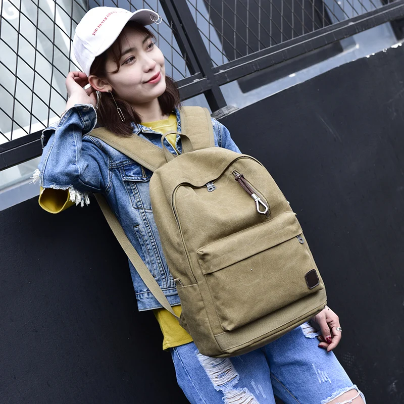 DIDA BEAR 2023 Women Men Canvas Backpacks Large School Bags For Teenager Boys Girls Travel Laptop Backbag Mochila Rucksack Grey