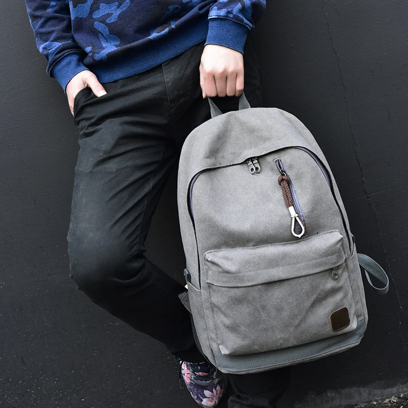 DIDA BEAR 2023 Women Men Canvas Backpacks Large School Bags For Teenager Boys Girls Travel Laptop Backbag Mochila Rucksack Grey