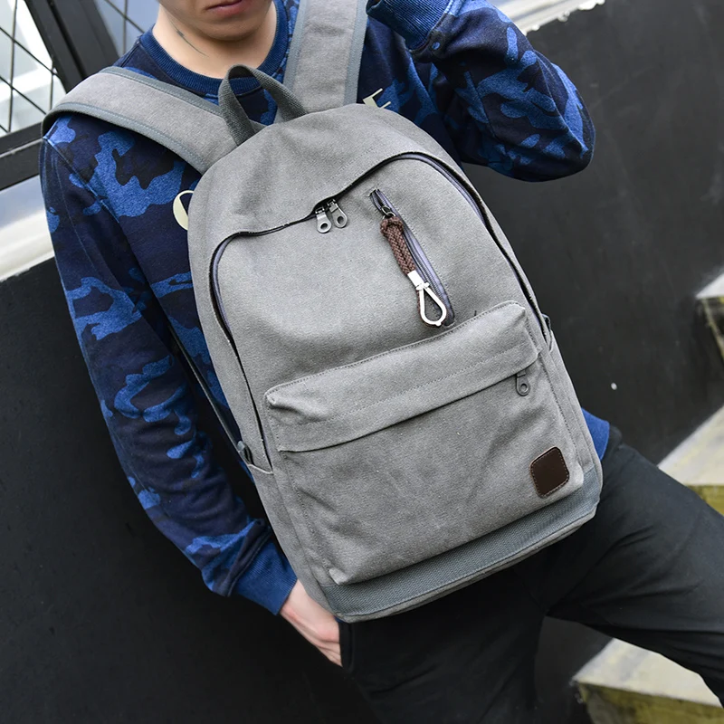 DIDA BEAR 2023 Women Men Canvas Backpacks Large School Bags For Teenager Boys Girls Travel Laptop Backbag Mochila Rucksack Grey