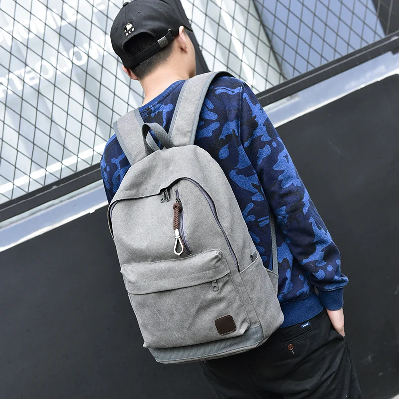 DIDA BEAR 2023 Women Men Canvas Backpacks Large School Bags For Teenager Boys Girls Travel Laptop Backbag Mochila Rucksack Grey