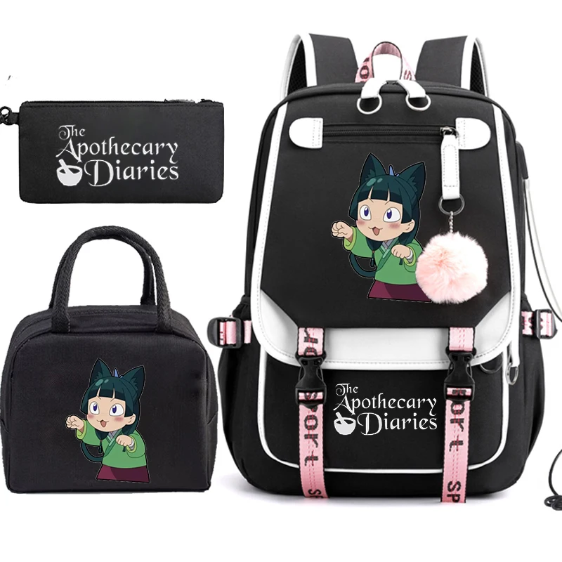 The Apothecary Diaries Maomao Anime Schoolbag School Backpack Teens Girl Casual Daypack Student Back To School Bookbag 3pcs/set