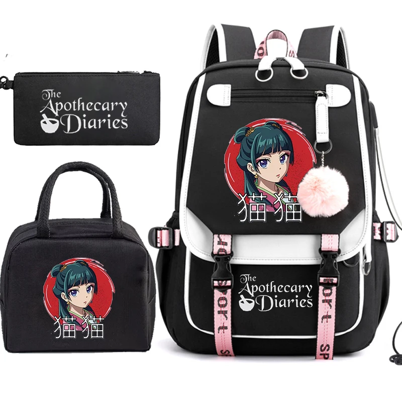 The Apothecary Diaries Maomao Anime Schoolbag School Backpack Teens Girl Casual Daypack Student Back To School Bookbag 3pcs/set