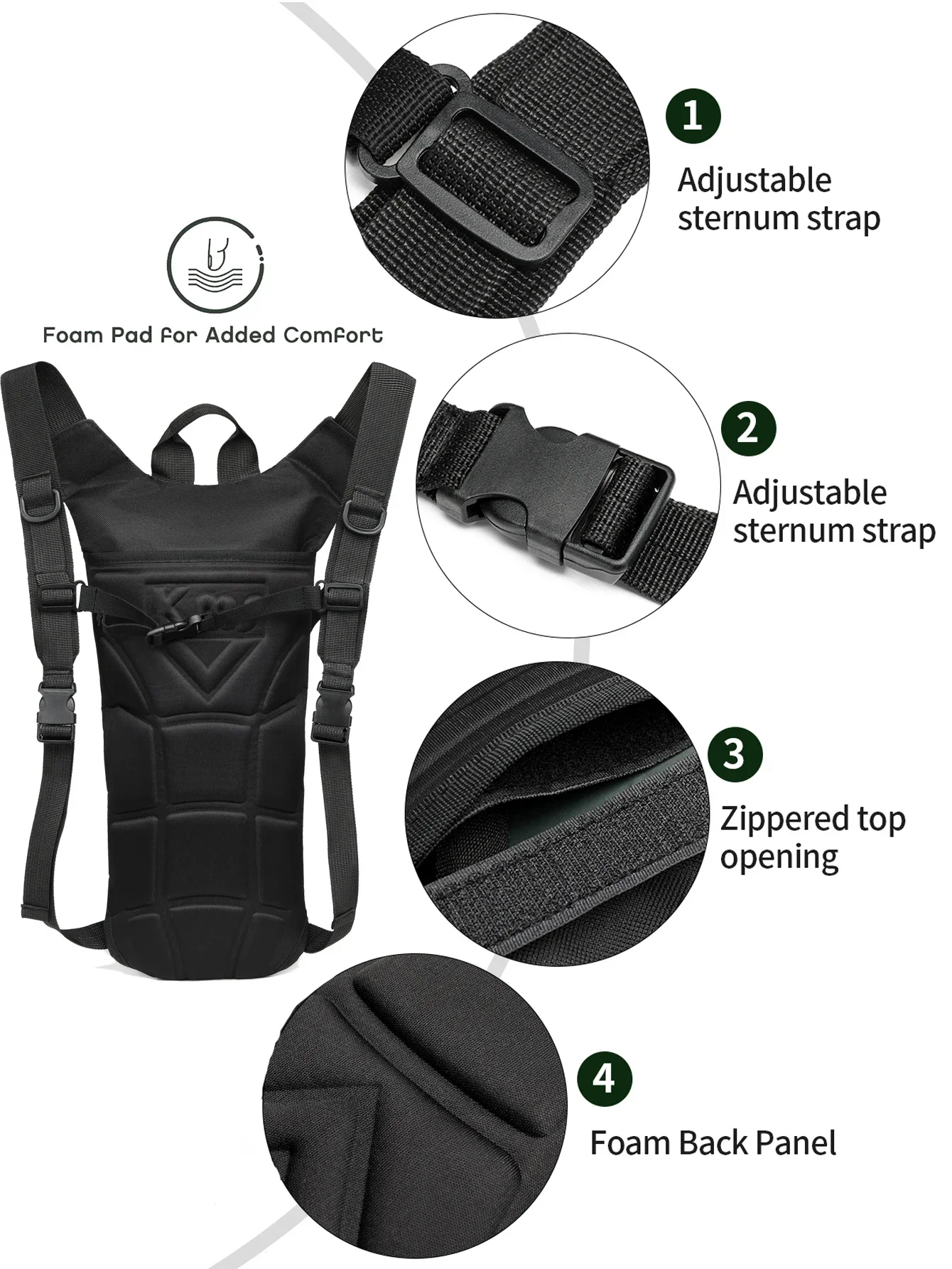 Outdoor Hydration Pack 3L Water Bladder Backpack Waterproof Water Bag for Running Hiking Cycling Biking Hunting Camping