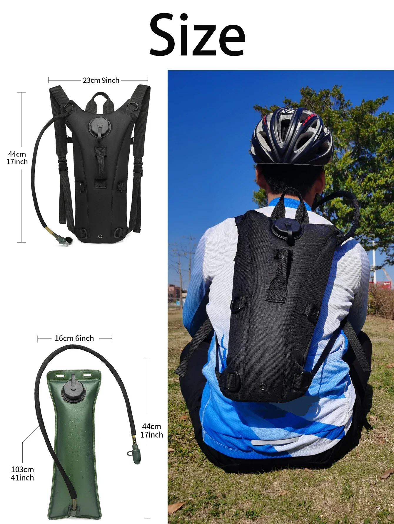 Outdoor Hydration Pack 3L Water Bladder Backpack Waterproof Water Bag for Running Hiking Cycling Biking Hunting Camping