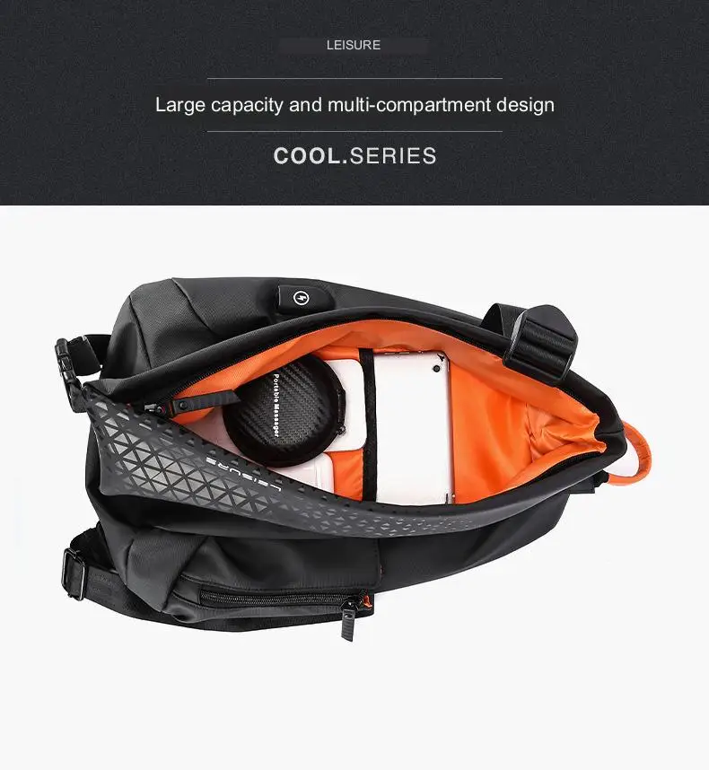 Fashion Business Men's Crossbody Bags Motorcycle Waterproof Nylon Chest Packs Casual Travel Large Capacity Shoulder Bag Male