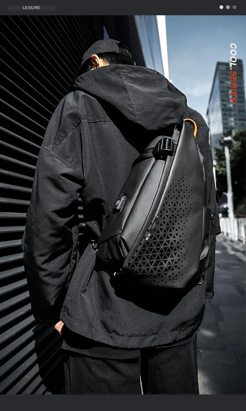 Fashion Business Men's Crossbody Bags Motorcycle Waterproof Nylon Chest Packs Casual Travel Large Capacity Shoulder Bag Male