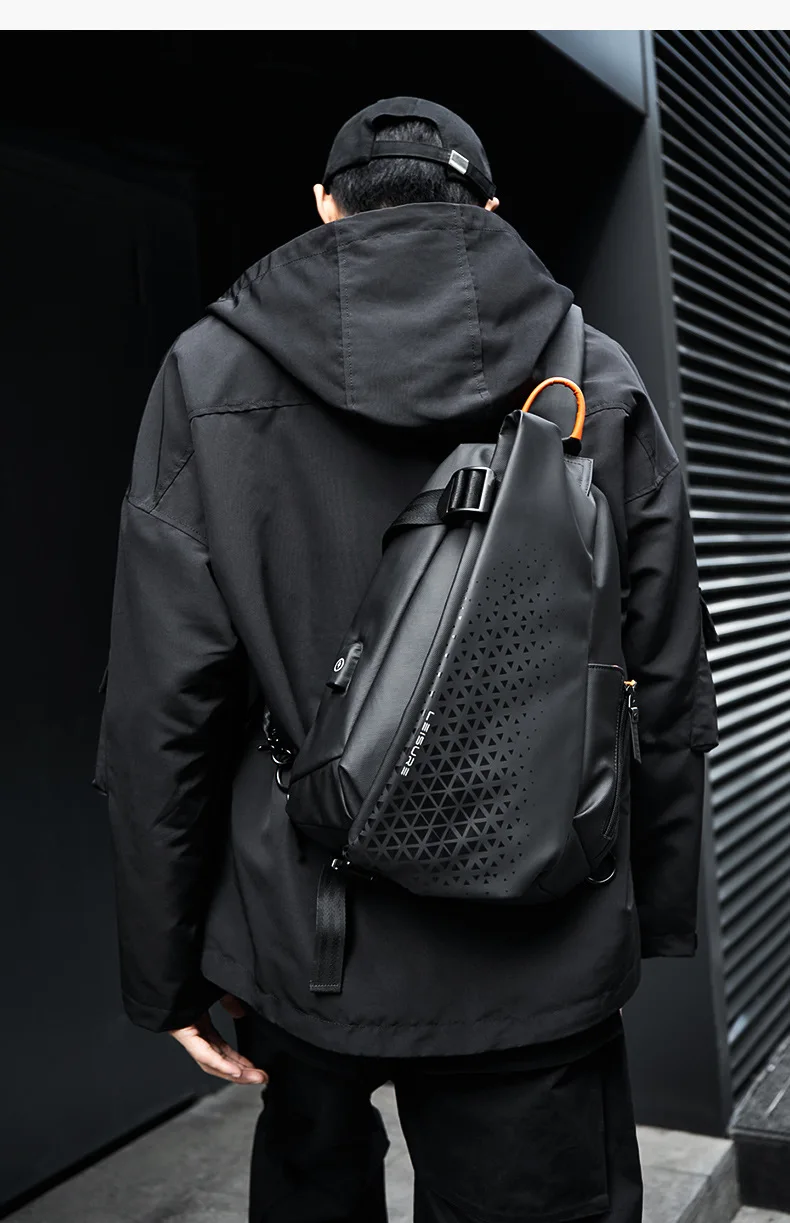 Fashion Business Men's Crossbody Bags Motorcycle Waterproof Nylon Chest Packs Casual Travel Large Capacity Shoulder Bag Male
