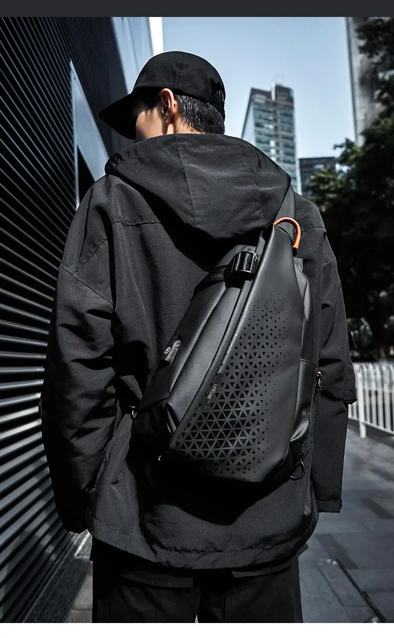 Fashion Business Men's Crossbody Bags Motorcycle Waterproof Nylon Chest Packs Casual Travel Large Capacity Shoulder Bag Male