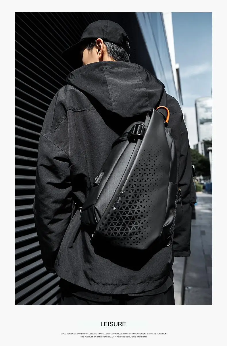 Fashion Business Men's Crossbody Bags Motorcycle Waterproof Nylon Chest Packs Casual Travel Large Capacity Shoulder Bag Male