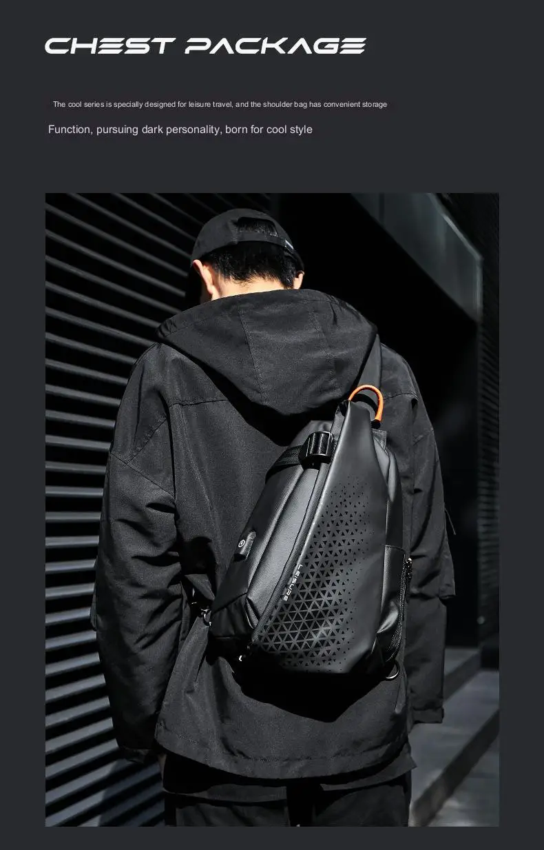 Fashion Business Men's Crossbody Bags Motorcycle Waterproof Nylon Chest Packs Casual Travel Large Capacity Shoulder Bag Male