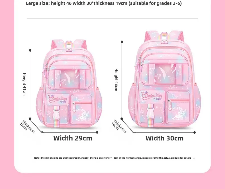 Refrigerator Door Pink Princess Schoolbag Students Female Super Lightweight Large Capacity Anti-splashing Water Large Capacity