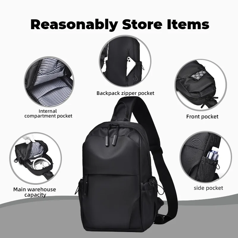Men's Multifunctional Chest Bag with Adjustable Shoulder Straps Business Shoulder Bag Suitable for Sports Business Travel Commut
