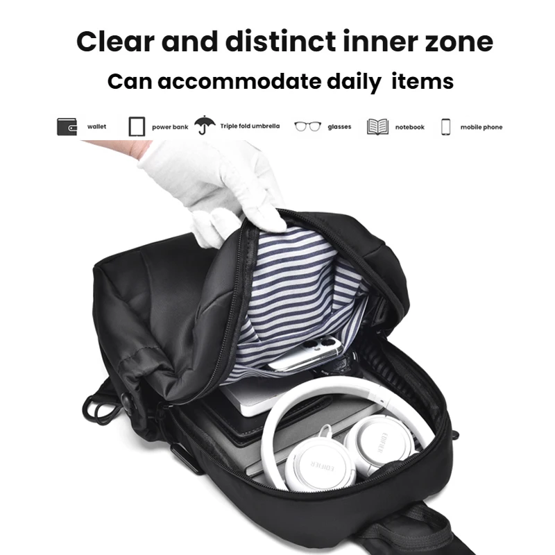Men's Multifunctional Chest Bag with Adjustable Shoulder Straps Business Shoulder Bag Suitable for Sports Business Travel Commut