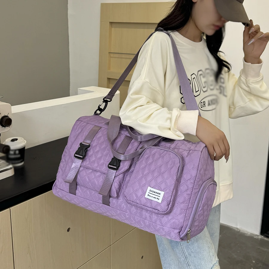 Durable Nylon Travel Duffle Bag, Portable Sports Gym Bag for Overnight Trips Shoulder Duffel Training Bag, Spacious Argyle