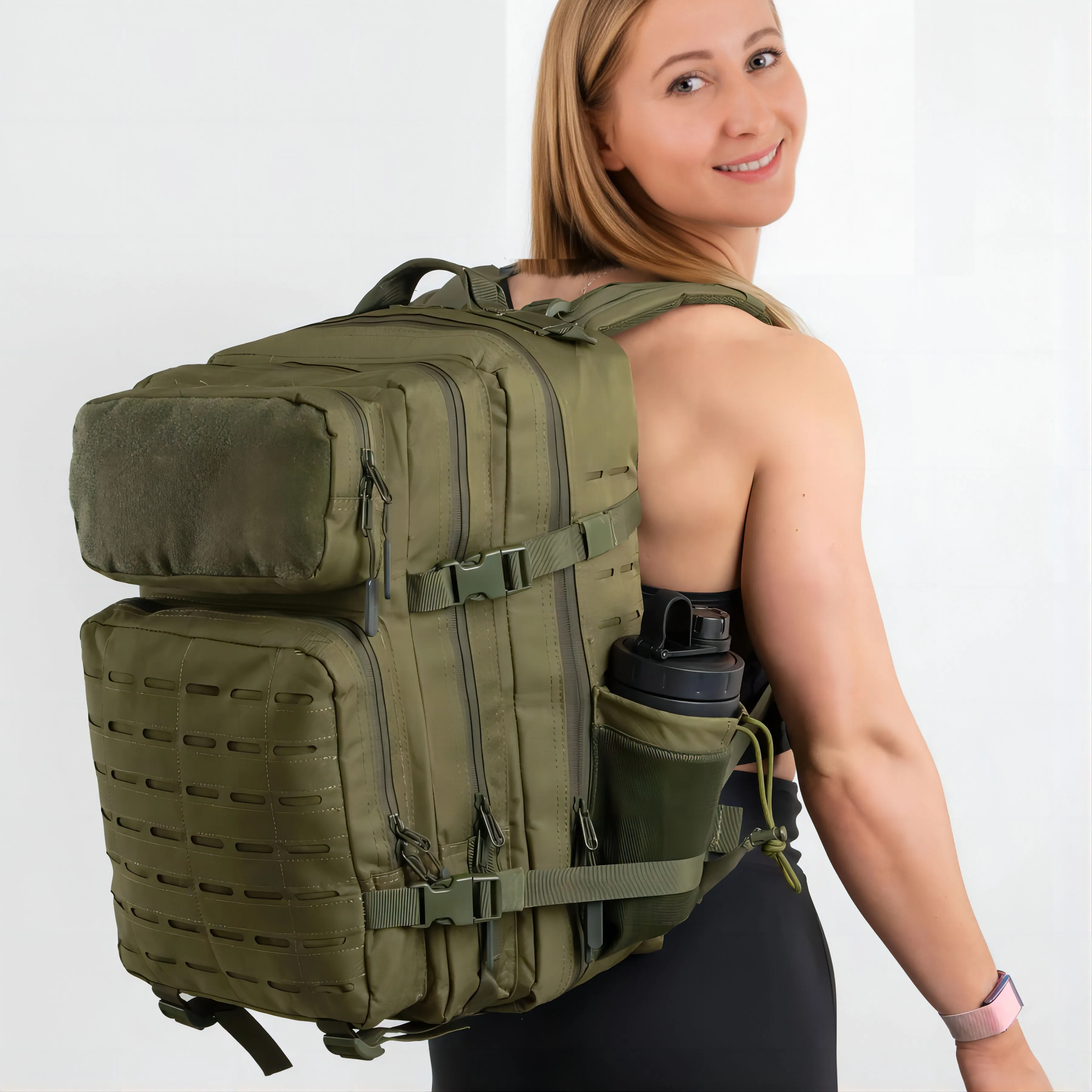 25L/50L Waterproof with 2 Bottle Holders Backpack Gym Outdoor Travel Hiking Fishing Trekking Backpacks 13inch Laptop Bag