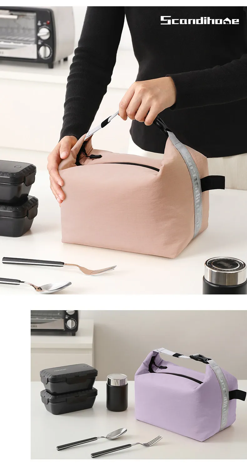 Portable Lunch Bag Woman Insulated Thermal Lunch Box Cooler Handbag Food Bag Carrier For Office School Travel Picnic