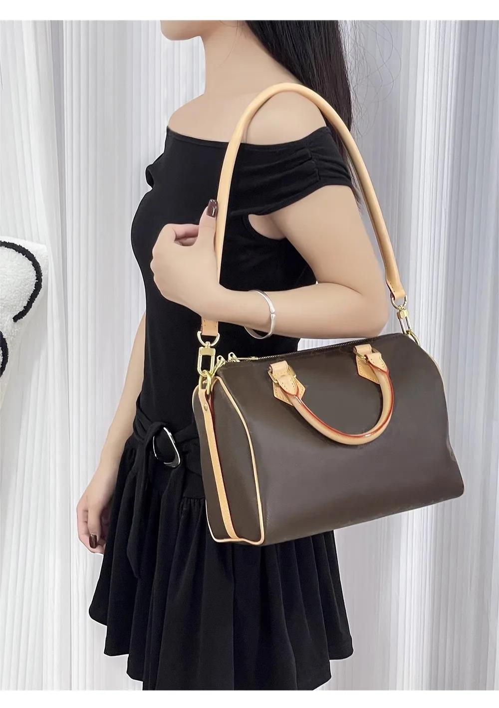 100% Genuine Vachetta Leather Bag Strap for LV Speedy 20 25 30 Shoulder Straps Long Bags Belts Replacement bag Accessories