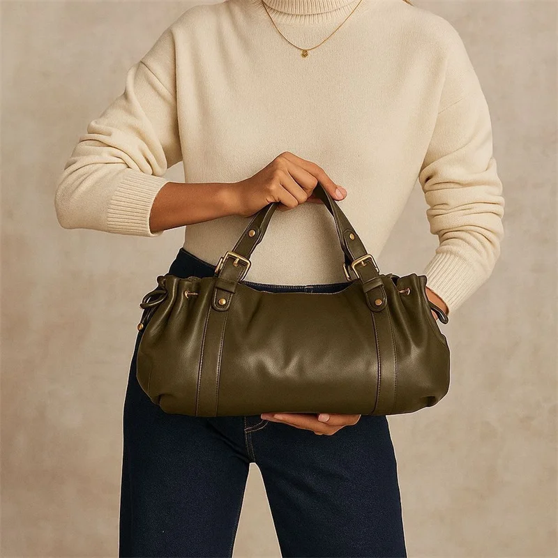 XMESSUN Women's Large Capacity Shoulder Bag, Fashion Simple Commuter Boston Handbag, Soft Leather Versatile Work Crossbody Bag