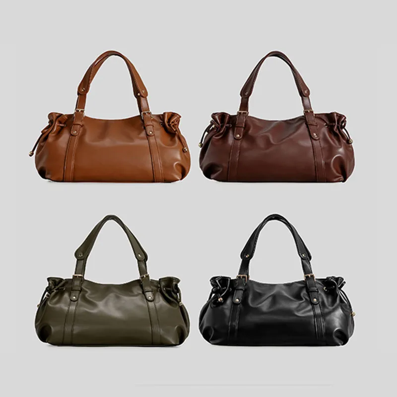 XMESSUN Women's Large Capacity Shoulder Bag, Fashion Simple Commuter Boston Handbag, Soft Leather Versatile Work Crossbody Bag