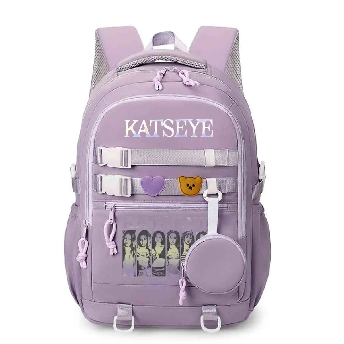 Y2K Girl Group Katseye Graphic School Backpacks for Women Girls Laptop Computer Bag Teenager Katseye Fan Schoolbag Gifts