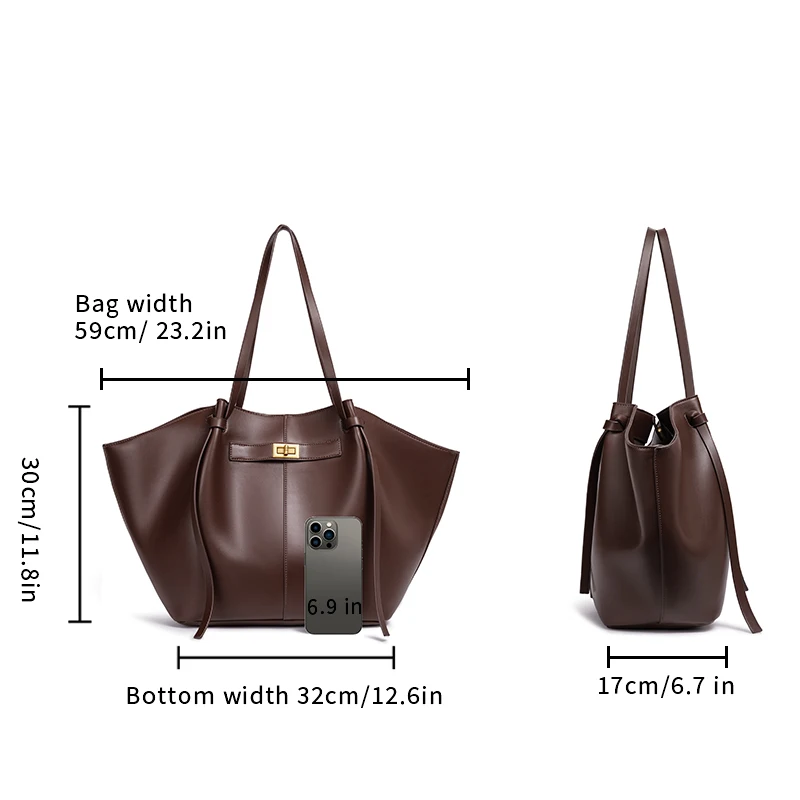 Women Large Capacity Wing Tote Bag Soft PU Leather Shoulder Bag Vintage Gold Turn Lock Shopper Bag Casual Commuter Handbag Work