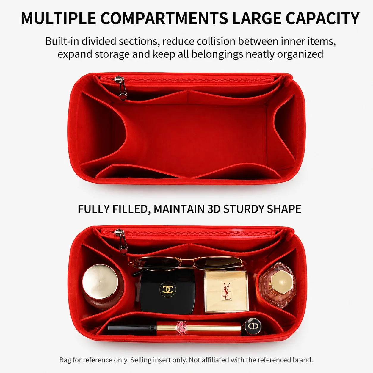 Luxury Felt Bag Organizer Insert for Louis Vuitton Neverfull Tote PM MM GM Handbag Liner with Multi-Pocket Storage Shape Support