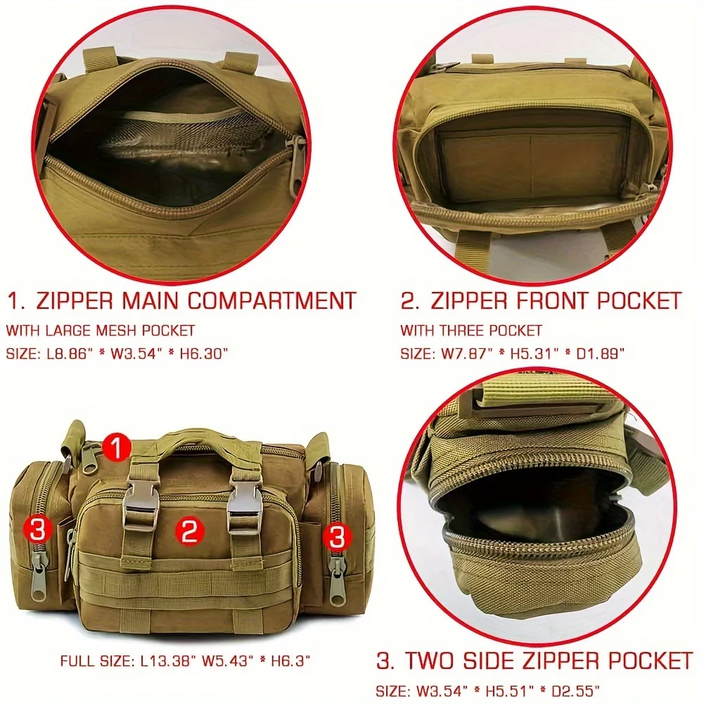 Waist Fanny Pack for Men Waterproof Cross-body Shoulder Sling Bag for Hiking Outdoor Climbing Fishing Camping