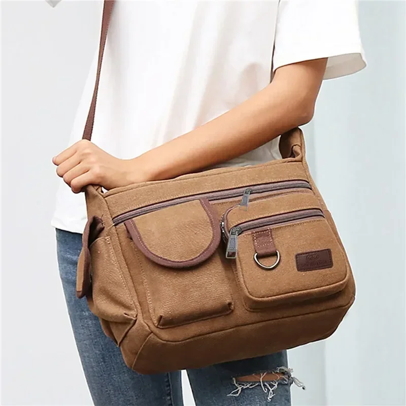 Fashion Men's Canvas Shoulder Bag Luxury Messenger Bag Unisex Casual Tote Travel Crossbody Bag High Quality Handbag Chest Bag
