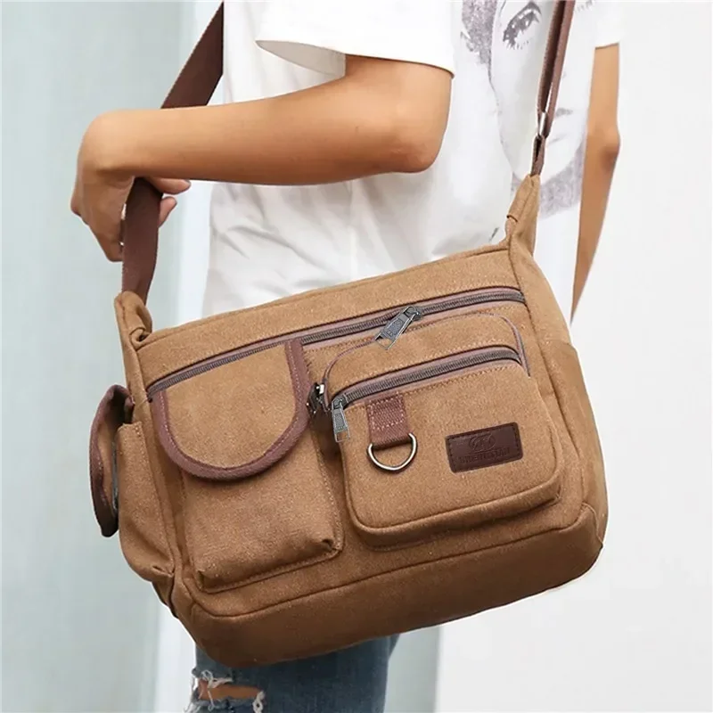Fashion Men's Canvas Shoulder Bag Luxury Messenger Bag Unisex Casual Tote Travel Crossbody Bag High Quality Handbag Chest Bag