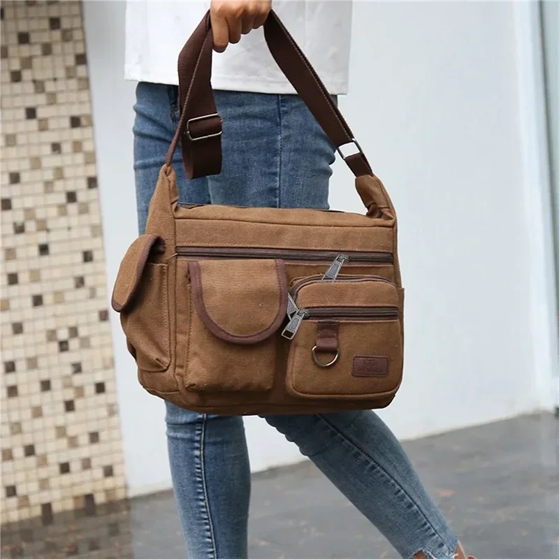 Fashion Men's Canvas Shoulder Bag Luxury Messenger Bag Unisex Casual Tote Travel Crossbody Bag High Quality Handbag Chest Bag