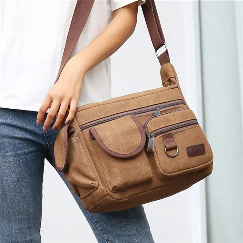Fashion Men's Canvas Shoulder Bag Luxury Messenger Bag Unisex Casual Tote Travel Crossbody Bag High Quality Handbag Chest Bag