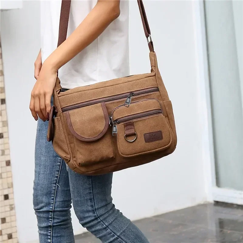 Fashion Men's Canvas Shoulder Bag Luxury Messenger Bag Unisex Casual Tote Travel Crossbody Bag High Quality Handbag Chest Bag