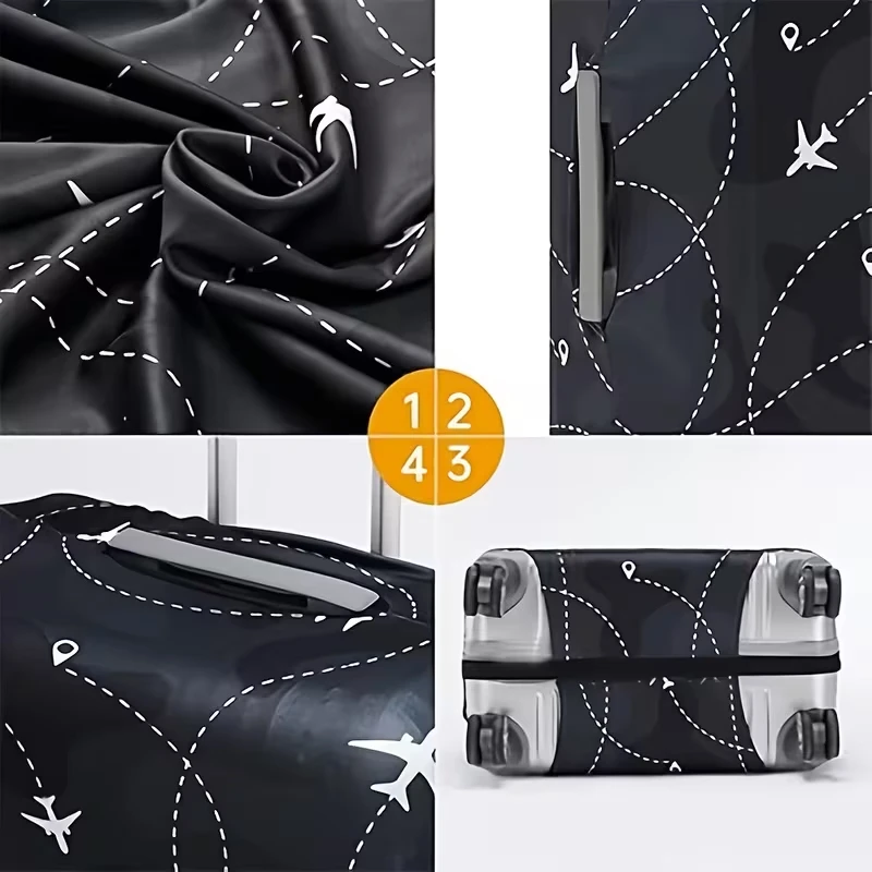 Durable Black Airplane Pattern Luggage Case for 18-32in Case, Essential Travel Accessories, Luggage Case Protector
