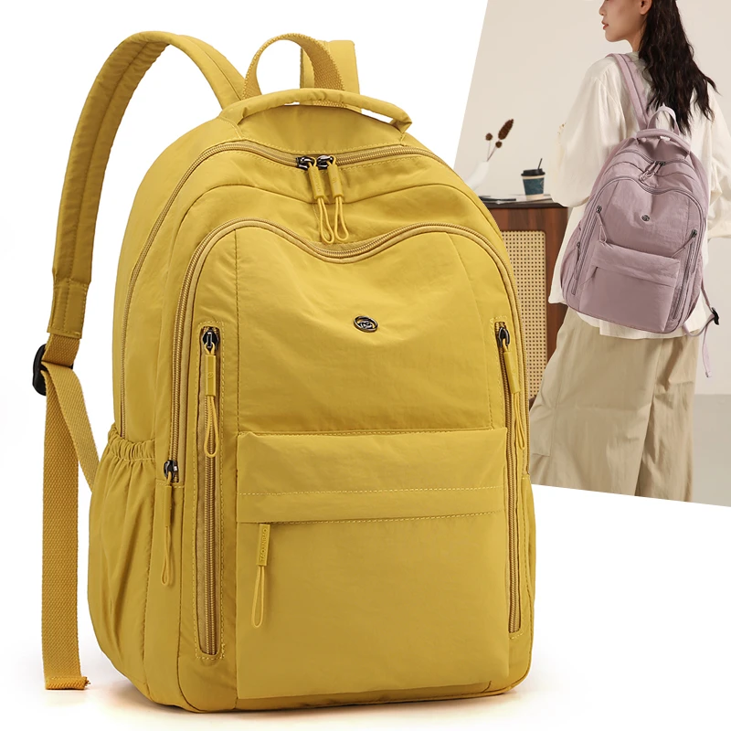 Women's Large Capacity Casual Nylon Multi-Layer Backpack Fashionable Knapsacks Travel School Bag for Outdoor Camping Hiking