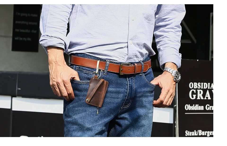CONTACT'S Genuine Leather Key Wallets for Men Large Metal Hook Luxury Car Key Pouch Zipper Key Case Leather Key Organizer Male