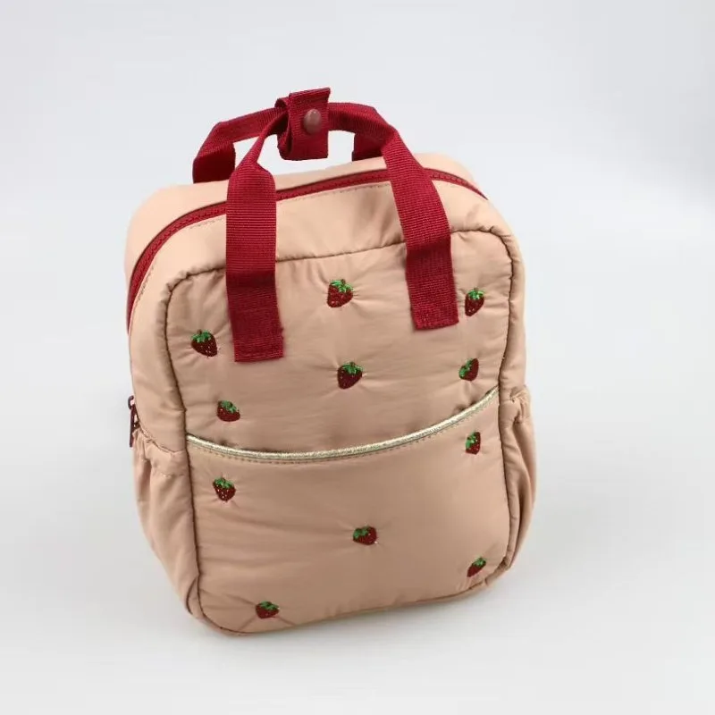 2026 New Cute Strawberry Embroidered Cartoon Women's Backpack Student School Bag Unisex Casual Fashion Travel Backpack