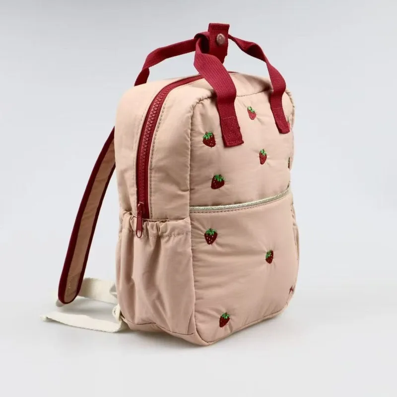 2026 New Cute Strawberry Embroidered Cartoon Women's Backpack Student School Bag Unisex Casual Fashion Travel Backpack