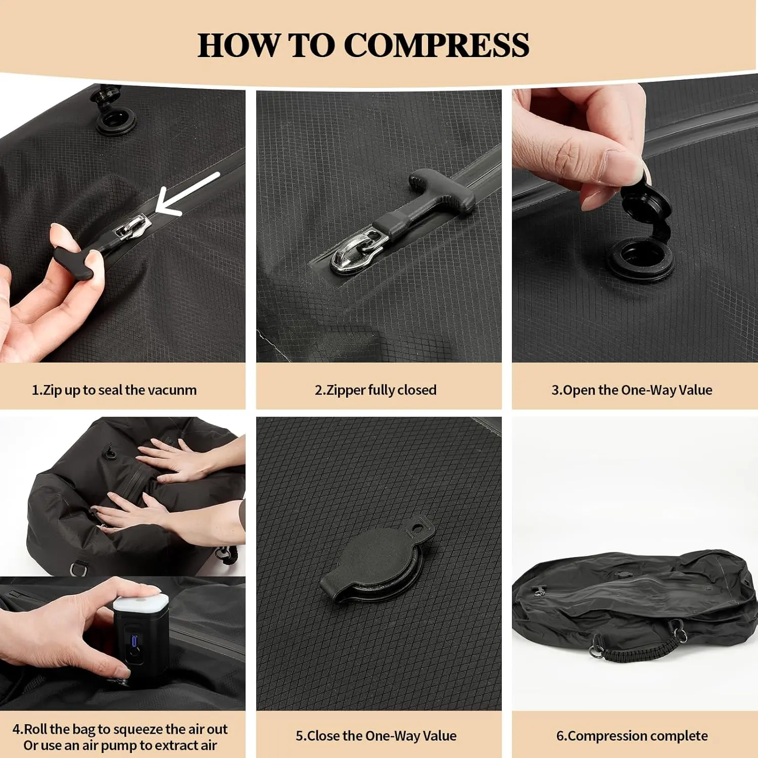 TPU Vacuum Storage Bags 9L-41L, IP67 Waterproof Compression Bags Clothes, Space Saver Packing Cubes Travel Organizer Set