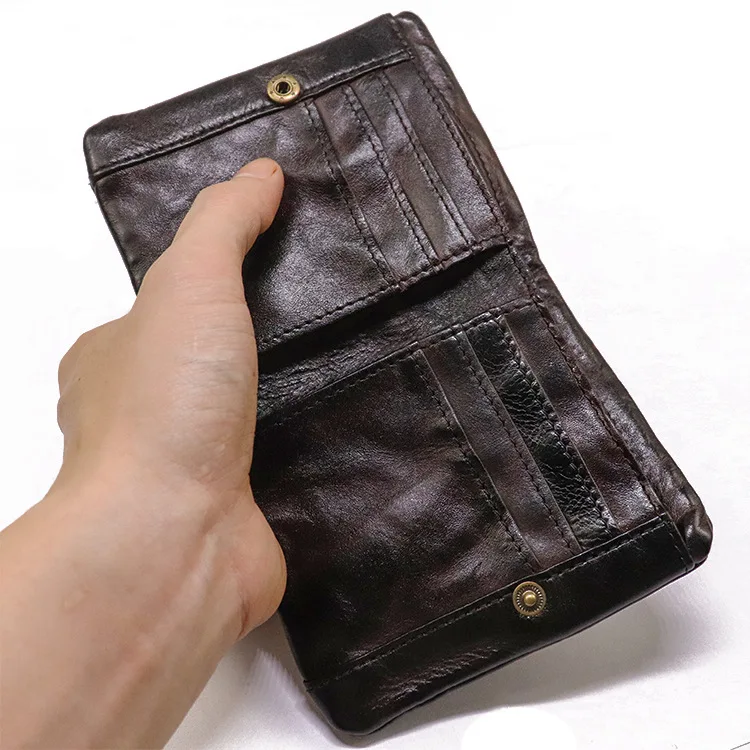 Top Quality Genuine Cow Leather Men Retro Wallets Zipper Short Coin Pocket Card Holder Coin Pocket Simple Soft Male Wallets